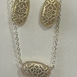 Kendra Scott Gold and Silver Filigree Earrings & Necklace